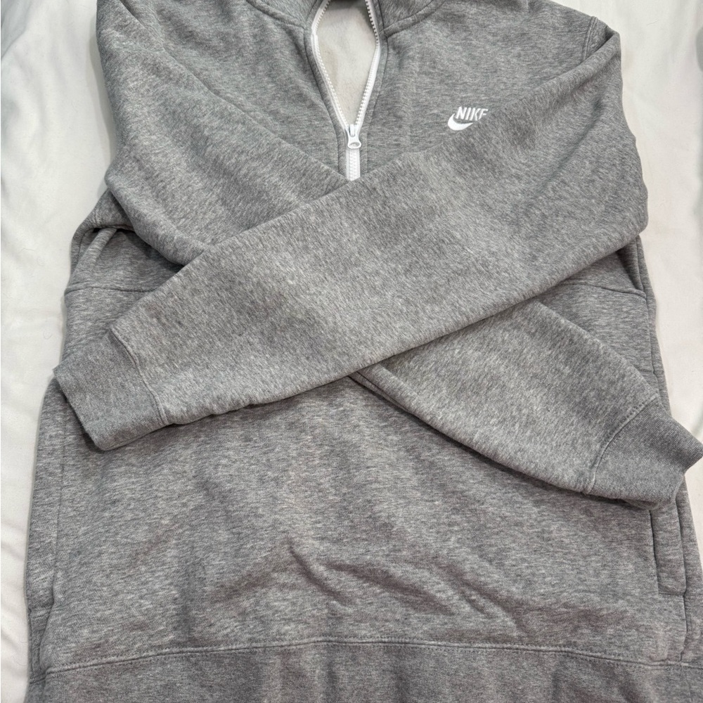 Nike Gray Quarter-Zip Sweatshirt with White Logo
